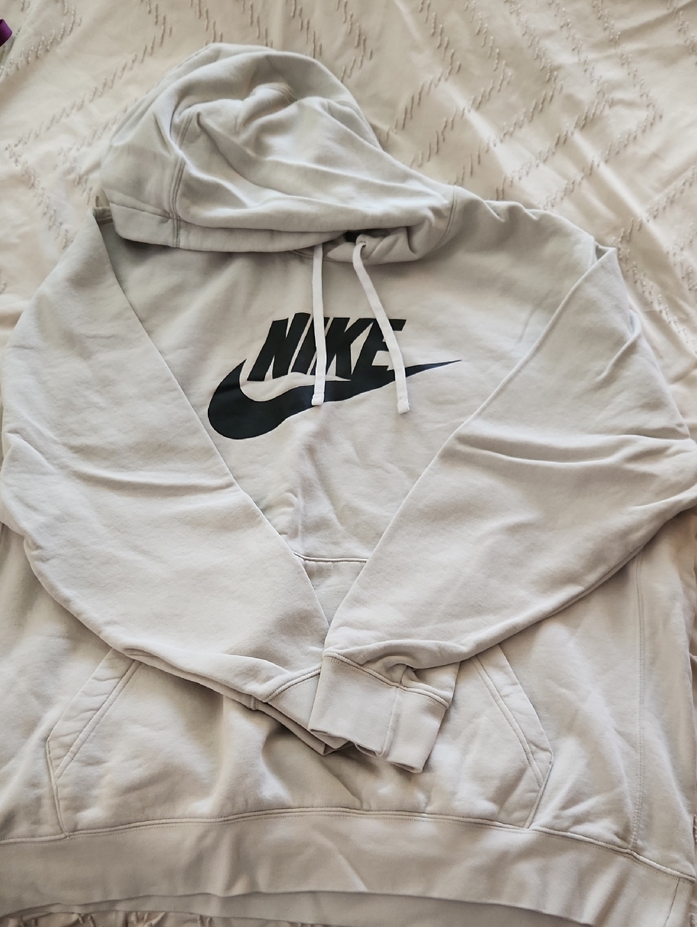 Nike Light Gray Pullover Hoodie with Black Logo